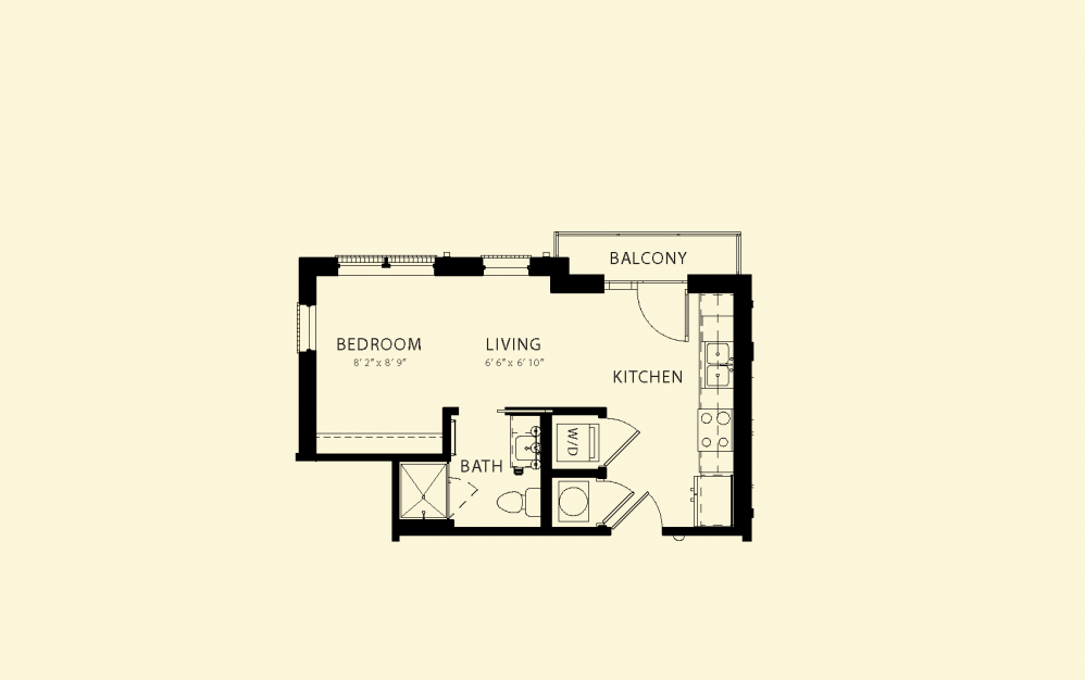 Floor plan for studio, 1 bath, 347 sqft